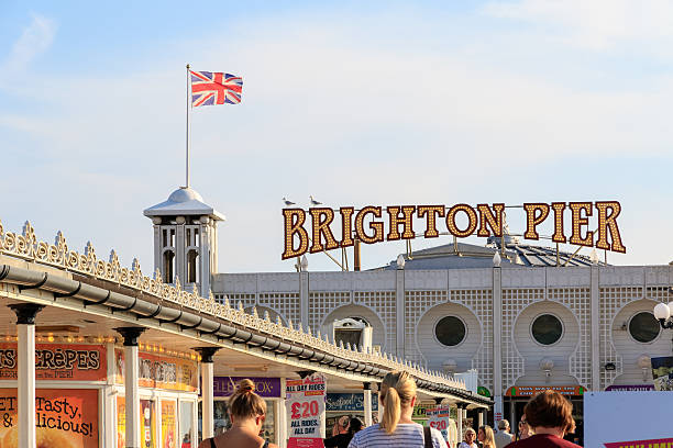 Brighton, UK - September 13, 2016 - The Brighton Pier and the crowd