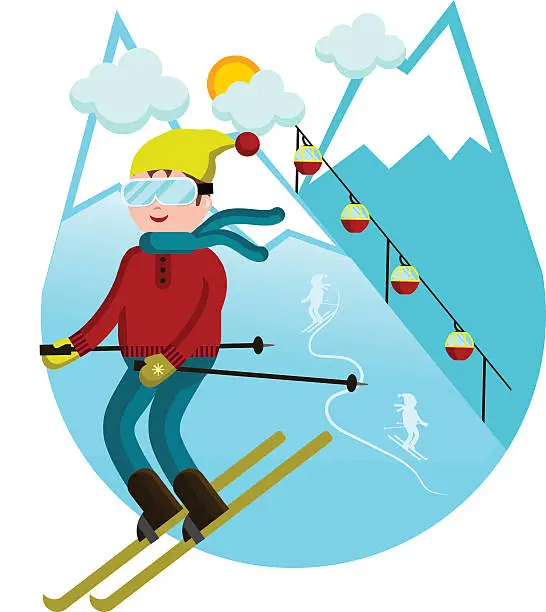 Vector illustration of skier
