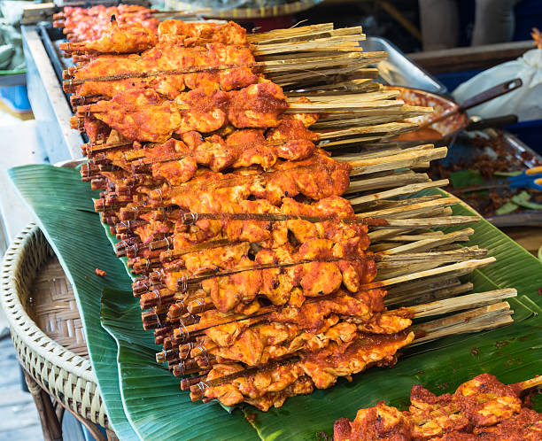 Grilled chicken in spicy sauce stock photo