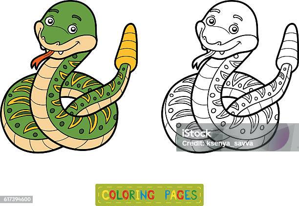 Coloring Book Rattlesnake Stock Illustration - Download Image Now - Activity, Animal, Black Color