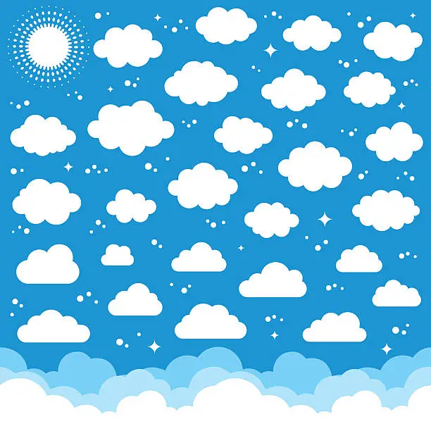 Vector illustration of Clouds and Sun