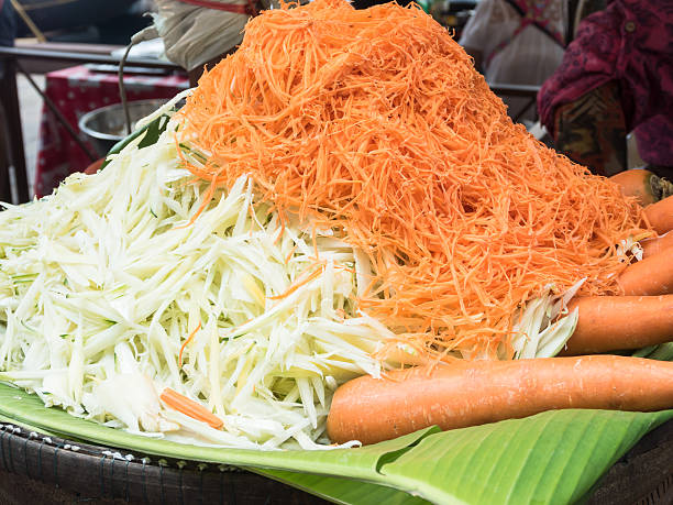 Raw papaya salad stock photo