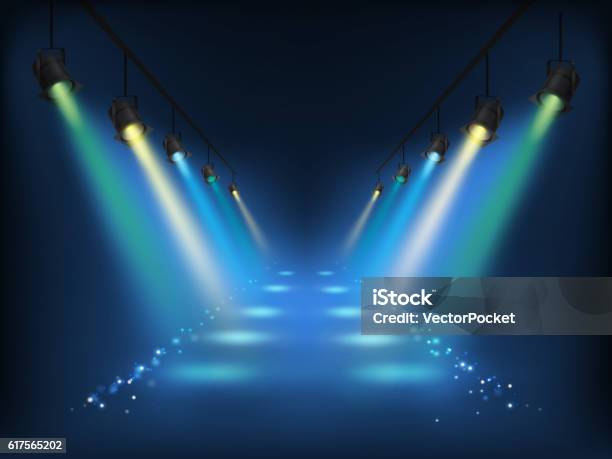 Set Of Vector Scenic Spotlights Stock Illustration - Download Image Now - Spot Lit, Spotlight, Stage - Performance Space