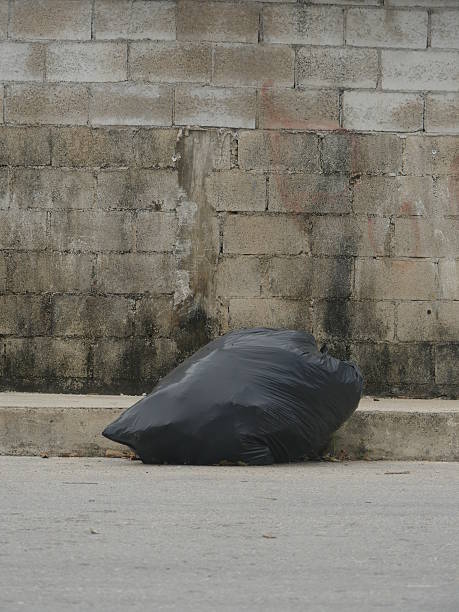 istock Trash bag in the street 617569196