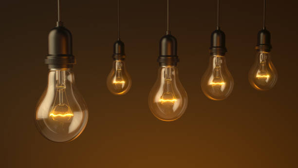ランプ電球。3d イラストレーション - エジソン電球 ストックフォトと画像