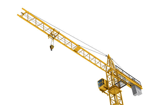 istock Rendering of yellow tower crane, bottom view, isolated on the 617574418