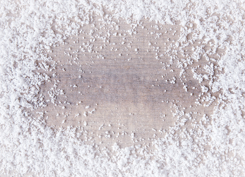 Wooden surface covered with snow - Winter material