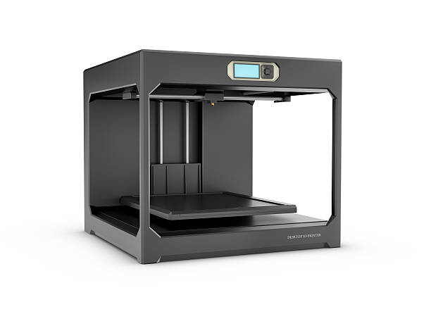 istock Rndering of black desktop 3d printer isolated on the white 617574502