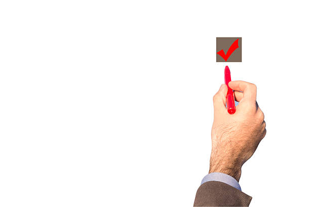 istock Hand choosing one of one options 617578782