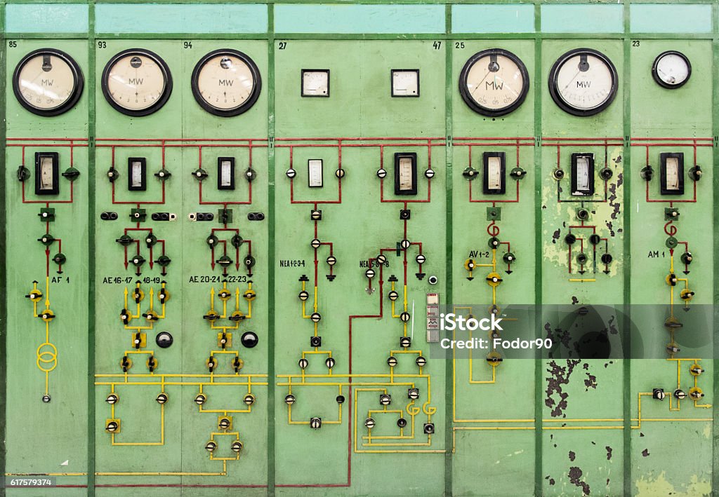 old instrument gauges Control Panel Stock Photo