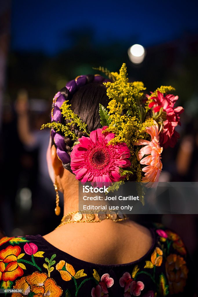 Mexican Woman With Flowers In Hair In Oaxaca Mexico Stock Photo - Download  Image Now - iStock