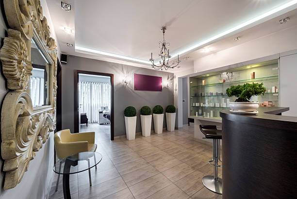 istock Check-in in elegant modern clinic 617582630