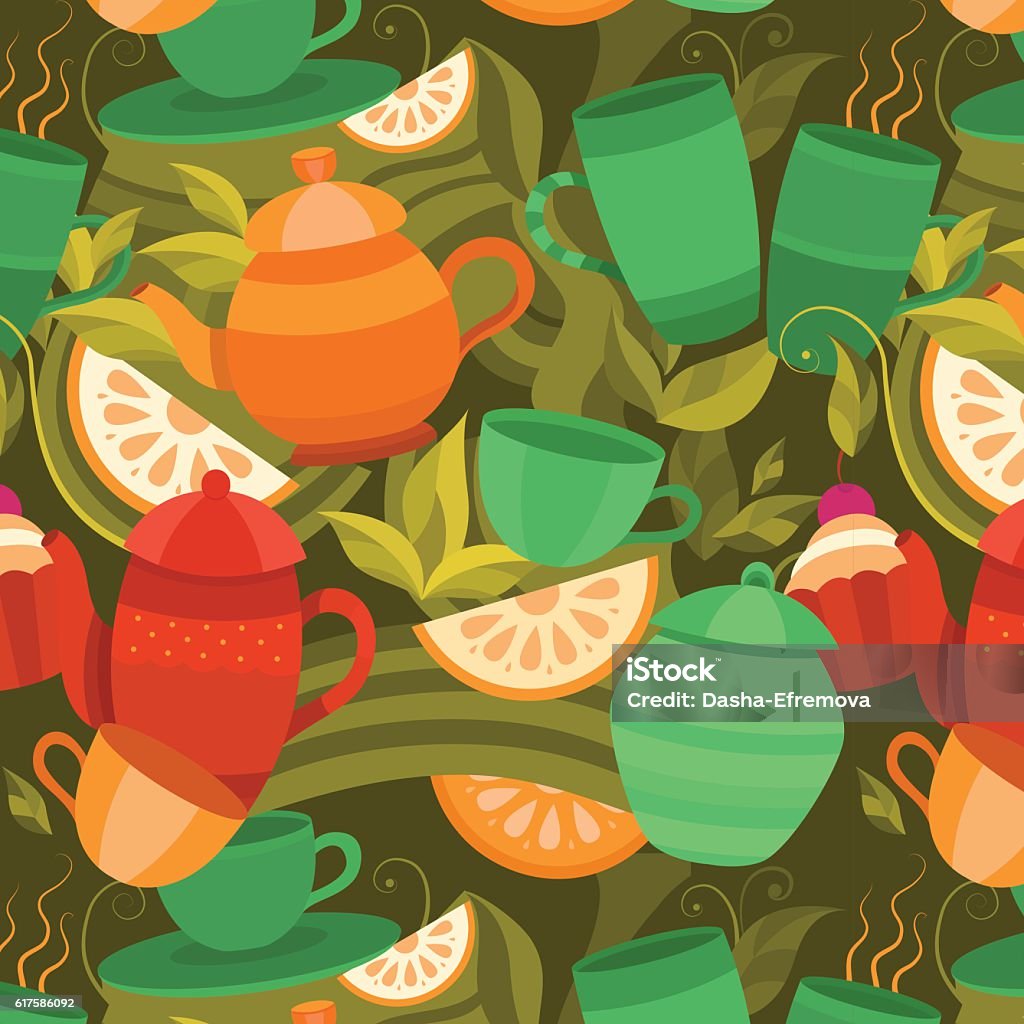 Pattern Vector Tea Vector Seamless Pattern Of Tea Stock Illustration - Download Image Now ...