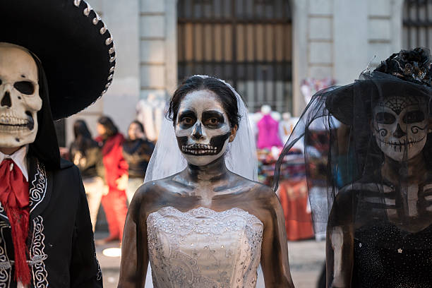 만성절 명주실로 오악사카, 멕시코 - day of the dead mexico bride human skeleton 뉴스 사진 이미지