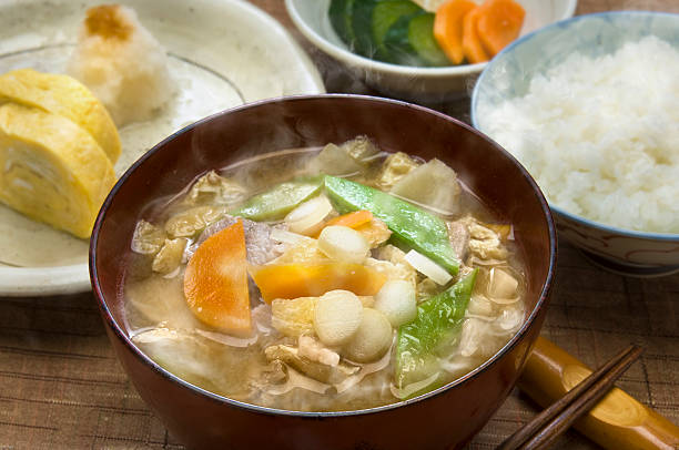 istock Miso soup with pork and vegetables 617588294