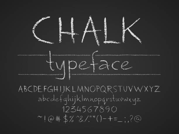 illustrazioni stock, clip art, cartoni animati e icone di tendenza di lettere, numeri e simboli disegnati a mano alla lavagna - chalk