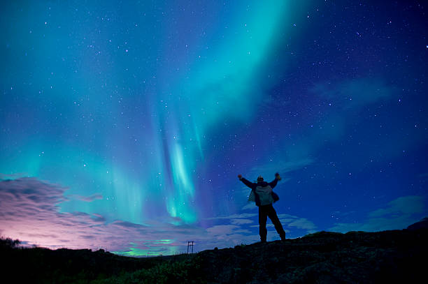 istock Aurora Borealis (Northern Lights) over southern Iceland. 617601250