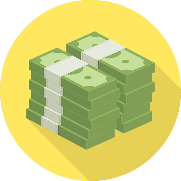 Pile of money vector icon. Big stacked pile of cash vector icon. Hundreds of dollars. Heap of cash, American dollars, pack, parcel, batch, flock, package modern design isolated on white background in flat style. stack rock stock illustrations