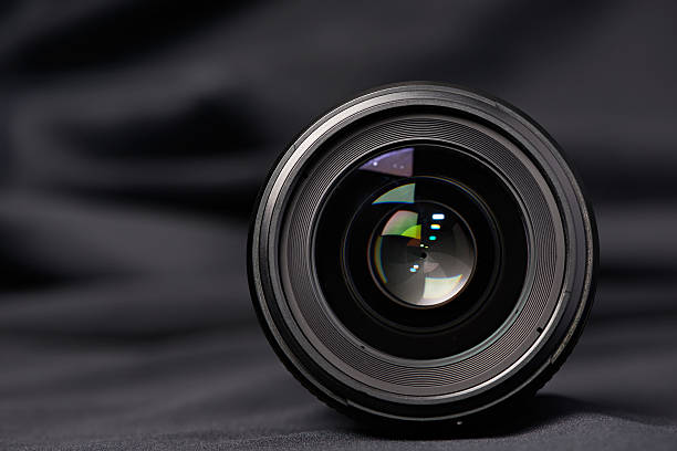 photo lens front view on blurred - ideas concepts aperture black imagens e fotografias de stock