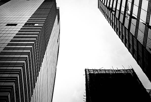 istock windows of business building with B&W color 617602478