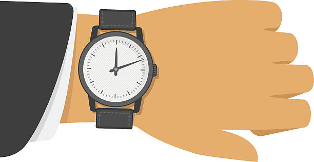 illustrations, cliparts, dessins animés et icônes de montre-bracelet à portée de main. - white background color image alarm clock deadline