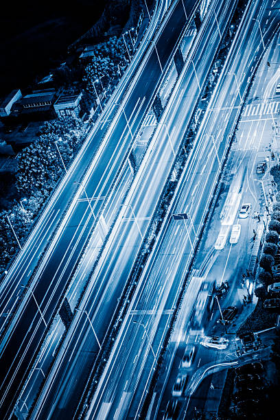 istock Aerial View of Shanghai overpass at Night 617605942