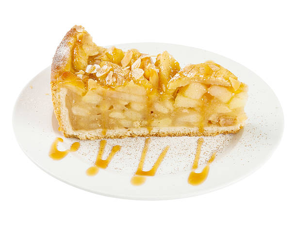istock Slice of apple pie isolated on white background 617606996
