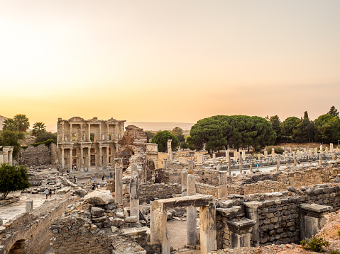 Selcuk, Izmir, Turkey - September 13, 2016: Ephesus was an ancient Greek city on the coast of Ionia. UNESCO World Heritage Site.