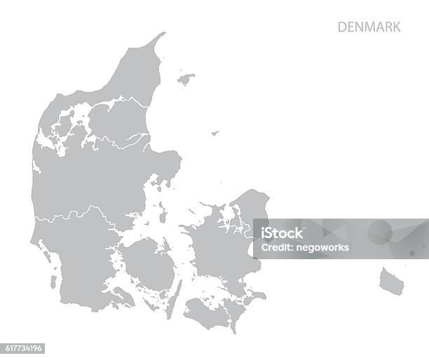 Map Of Denmark Stock Illustration - Download Image Now - Denmark, Map, Blue