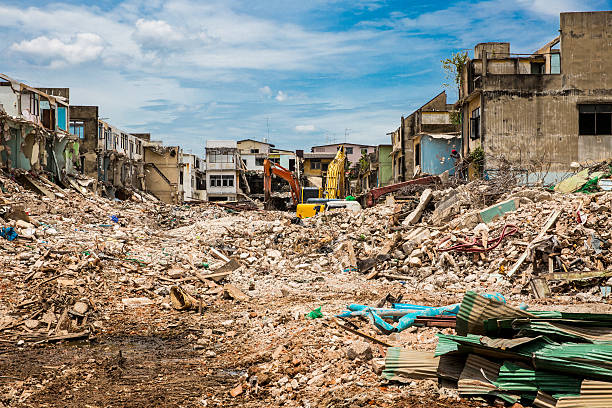 istock Demolition of buildings destroyed 617736328