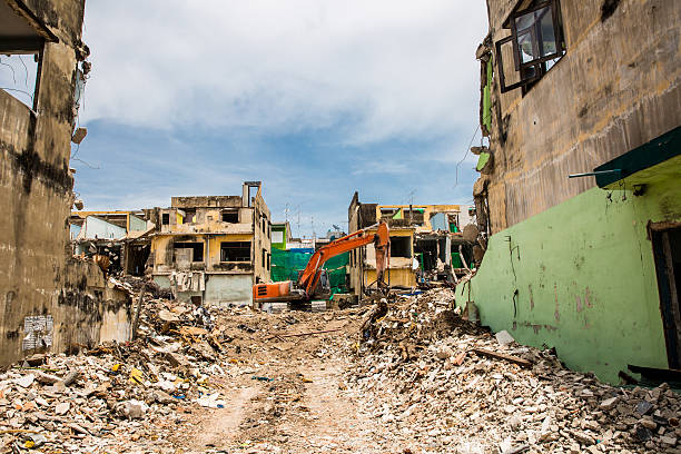 istock Demolition of buildings destroyed 617736458