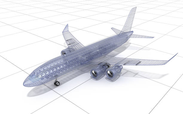 istock Airplane wire model , isolated on white. 3D illustration 617739552