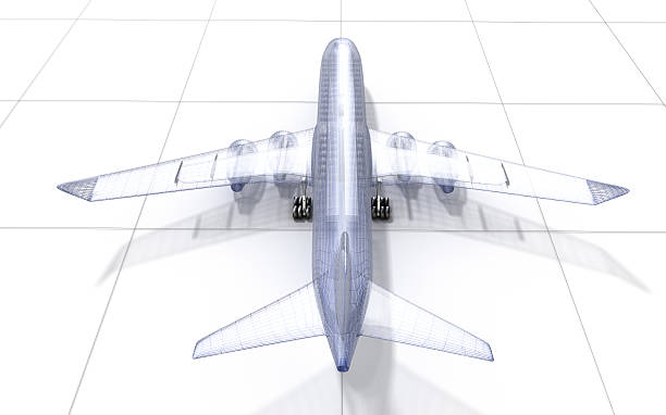 istock Airplane wire model , isolated on white. 3D illustration 617739556