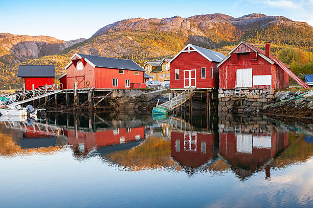 istock Traditional Norwegian red wooden barns 617740486
