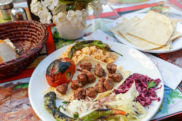 istock Mixed grilled meat platter and vegetable. 617740598