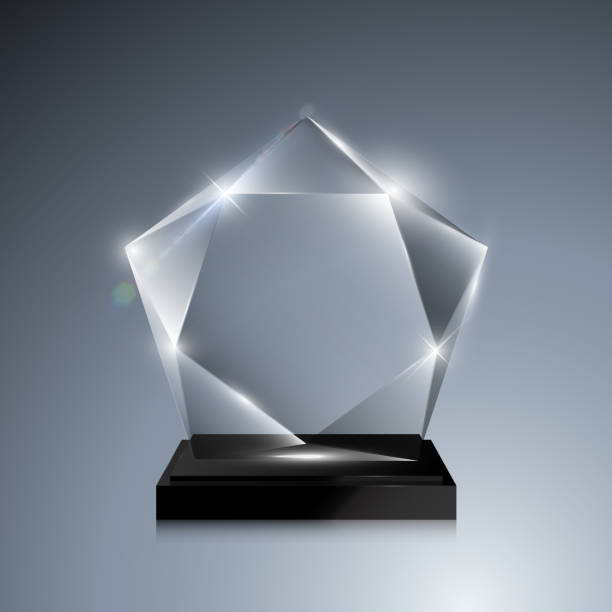 ガラストロフィー賞。ベクトル結晶3dモックアップ - award trophy glass crystal点のイラスト素材／クリップアート素材／マンガ素材／アイコン素材
