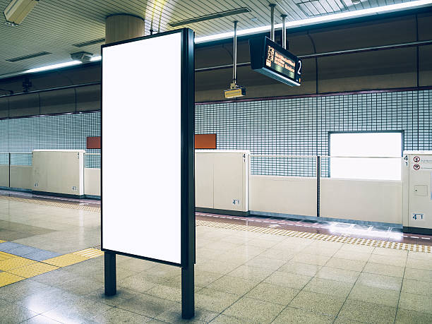 istock Mock up Blank Billboard Poster sign Metro Subway Train underground 617743574