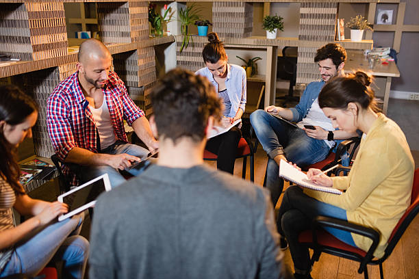 Colleagues in a meeting at office