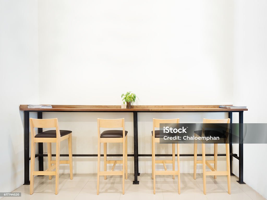 Counter in cafe bar Counter in cafe bar with white wall empty space. Bar Counter Stock Photo