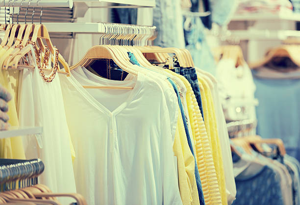 istock shop with female casual clothes 617746754