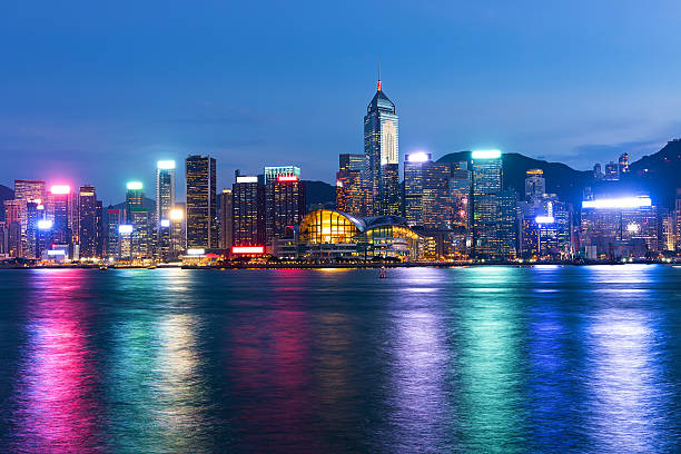 Hong Kong famous night view Hong Kong famous night view central plaza hong kong stock pictures, royalty-free photos & images