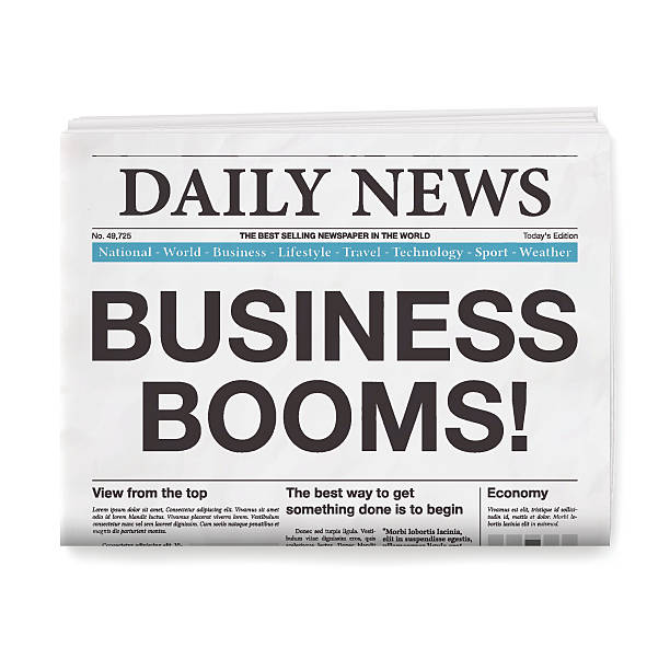 istock BUSINESS BOOMS! Headline. Newspaper isolated on White Background 617750486
