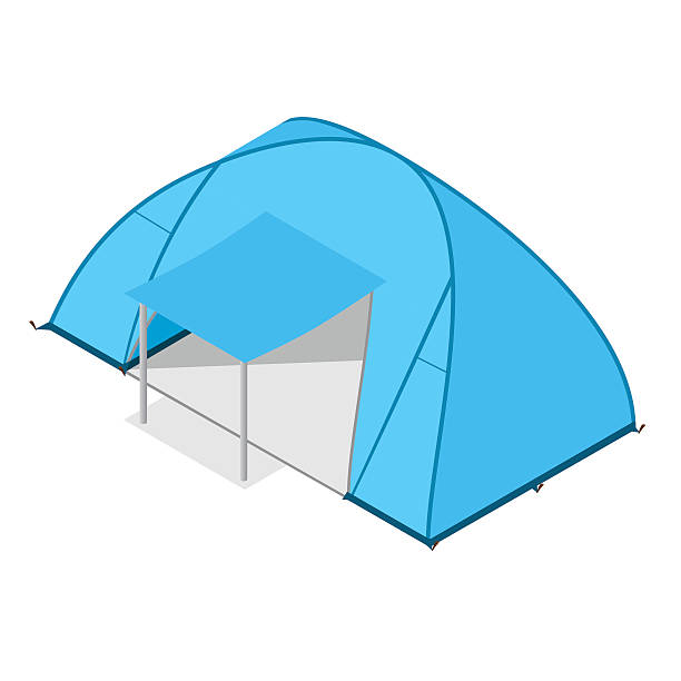 ilustraciones, imágenes clip art, dibujos animados e iconos de stock de carpa azul de acampada. vector - tent camping dome tent single object