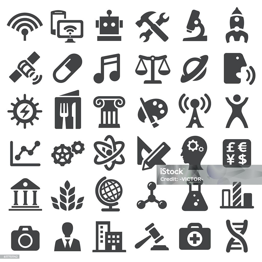 Educational Subjects Icons - Big Series View All: Icon Symbol stock vector