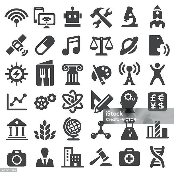 Educational Subjects Icons Big Series Stock Illustration - Download Image Now - Icon Symbol, Science, Sport