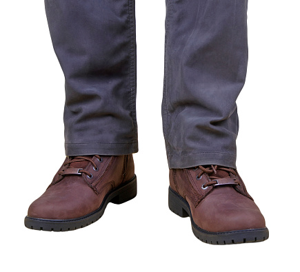 Stylish men's fall boots and trousers.
