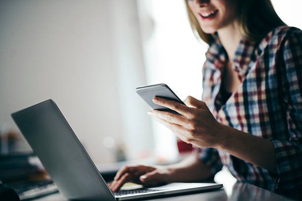 istock Young freelancer receiving good news 617756214