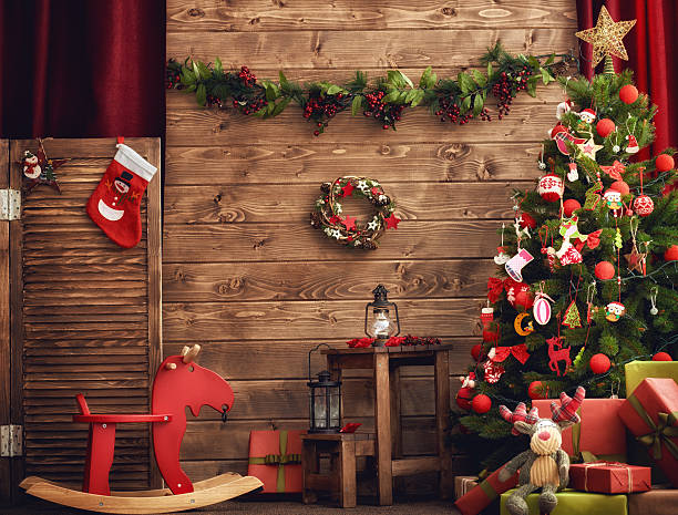 istock room decorated for Christmas 617762972