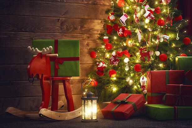 istock room decorated for Christmas 617763172