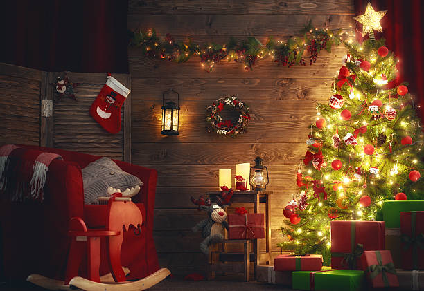 istock room decorated for Christmas 617763358